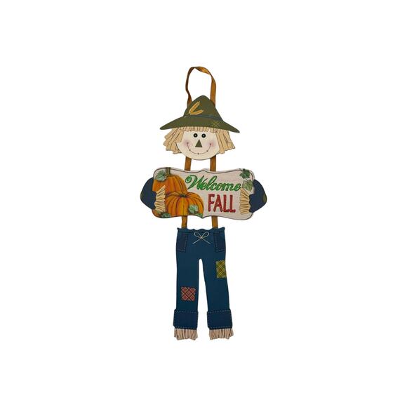 Fall Scarecrow Wreath Kit "Welcome Fall" Pumpkin Sign & Ribbons Bundle Set - Picture 2 of 5